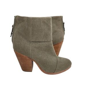 RAG & BONE NY NEWBURY Ankle Boot Olive Drab Canvas Leather Lining 40 (9. 5) NWOB